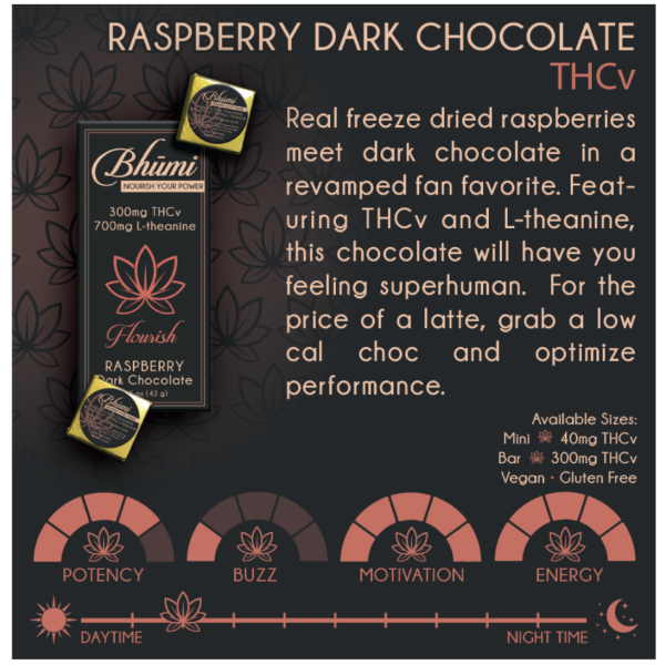 Bhumi - Raspberry Dark Chocolate - THCv + L-theanine - THE PLUG DISTRIBUTION