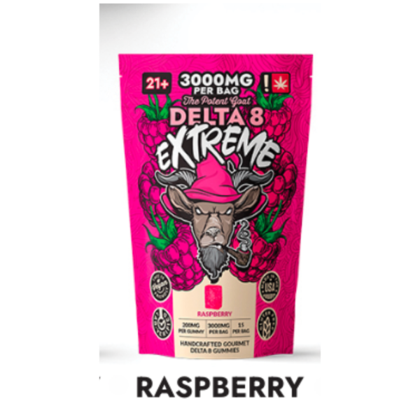 The Potent Goat - Delta-8 - Extreme Gummies - Raspberry - 3000MG - The Plug Distribution